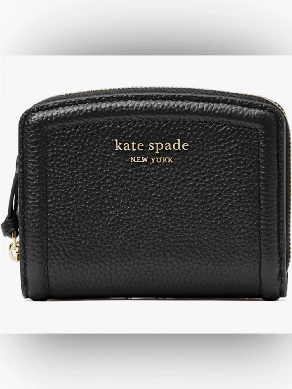 Kate Spade knott small pebbled leather bifold wallet black